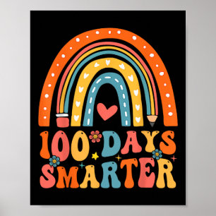 Poster 100 Dias Mais Inteligente Groovy Rainbow 100º Dia 