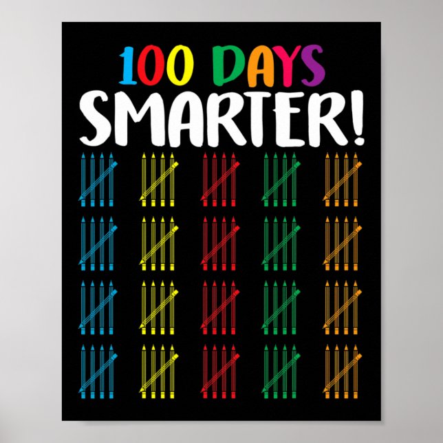 Poster 100 dias mais inteligentes contando Hash Marks dia (Frente)
