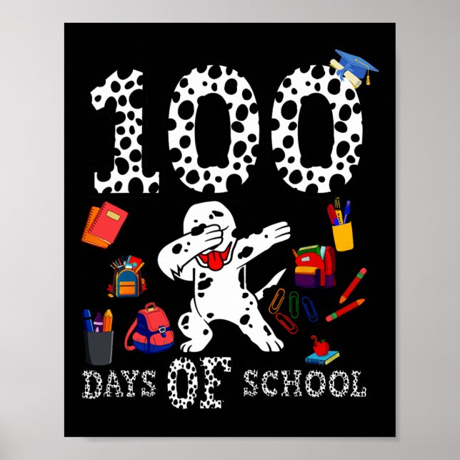 Poster 100 Dias Mais Inteligentes De Cão Dalmático Na Esc (Frente)