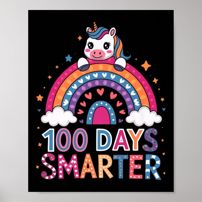 Poster 100 Dias Mais Inteligentes De Unicórnio Para A Cel (Frente)