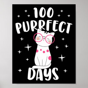 Poster 100 Dias Puros Gato Feliz 100º Dia da Escola Co