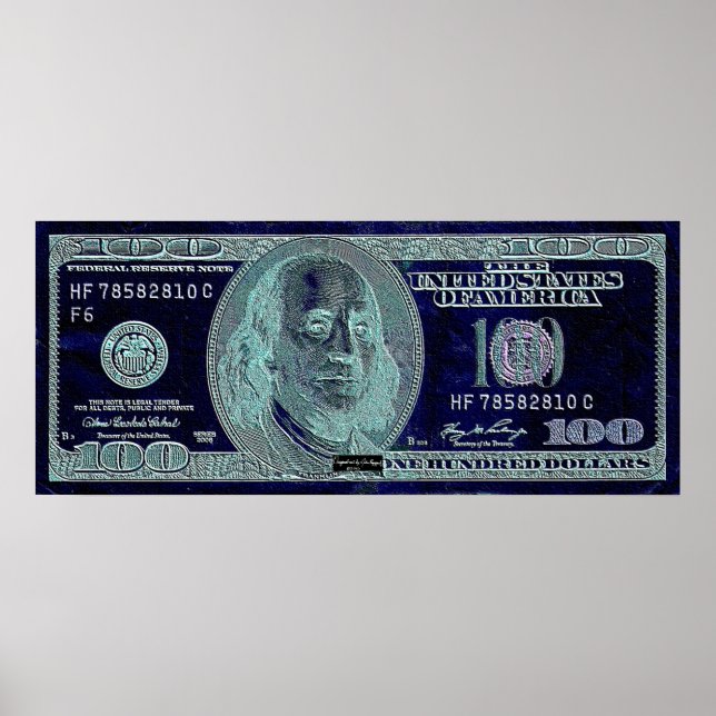 Pôster 100 Dólar 2, Assinatura de Arte BW (Frente)
