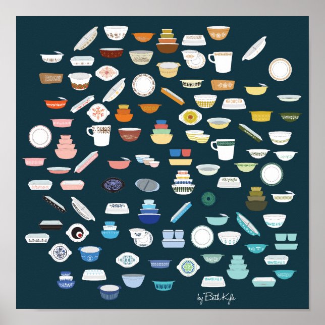 Pôster 100 peças de Pyrex - Blue-Green (Frente)