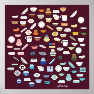 Pôster 100 peças de Pyrex - Maroon