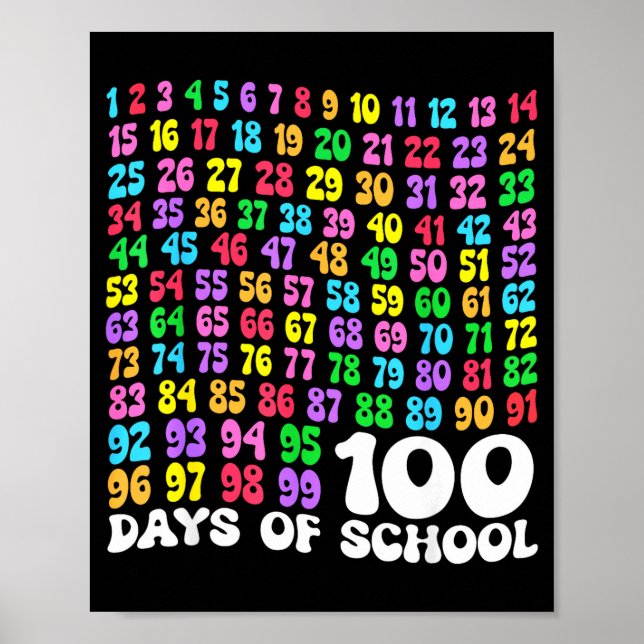 Poster 100th Day Of School Teacher Kids 100 Days Math Num (Frente)