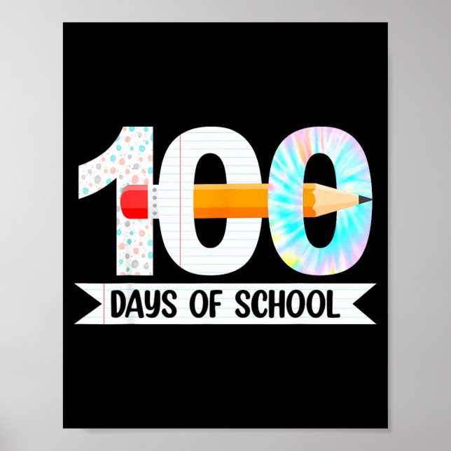 Poster 100th Day Of School Teachers Students 100 Days Of  (Frente)