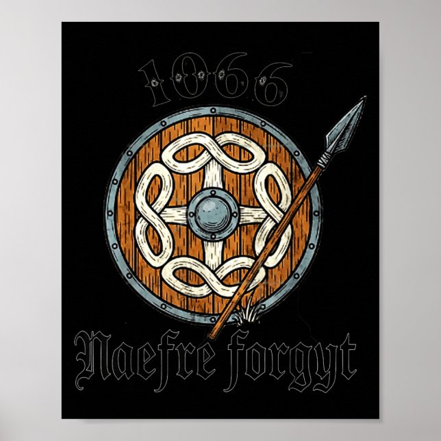Poster 1066 Naefre Forgyt Never Forget Viking England His (Frente)
