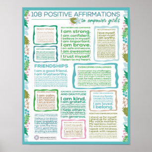 Poster 108 afirmações positivas para capacitar as meninas