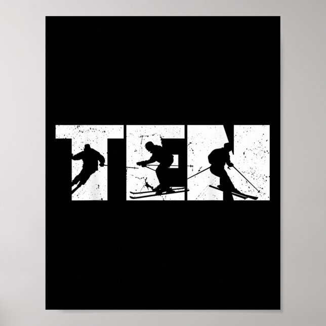 Poster 10.º aniversário do Esqui de Esqui com Esqui de 10 (Frente)