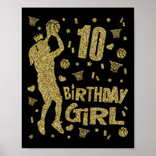 Poster 10.º Aniversário Garotas Fãs de Basquete Jogadoras