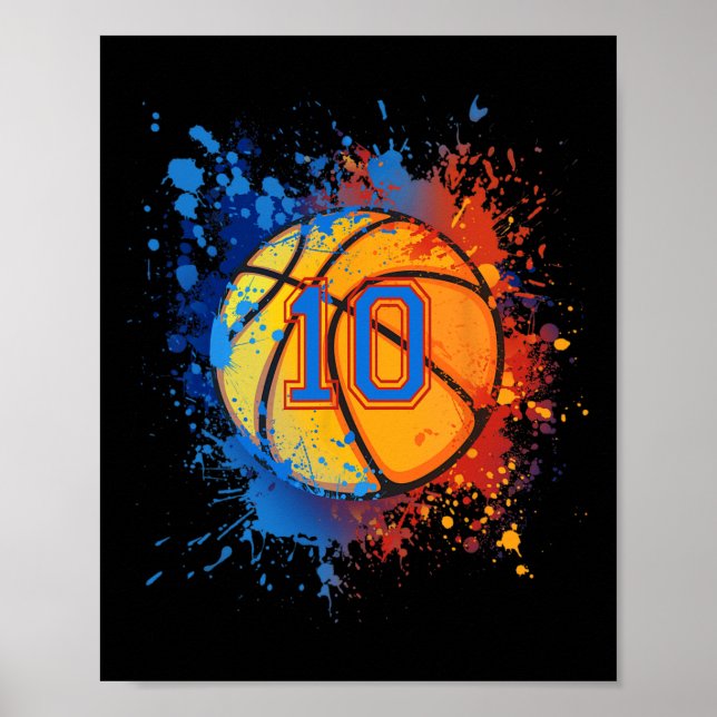 Poster 10 Anos De Idade 10º Presente De Basquete De Anive (Frente)