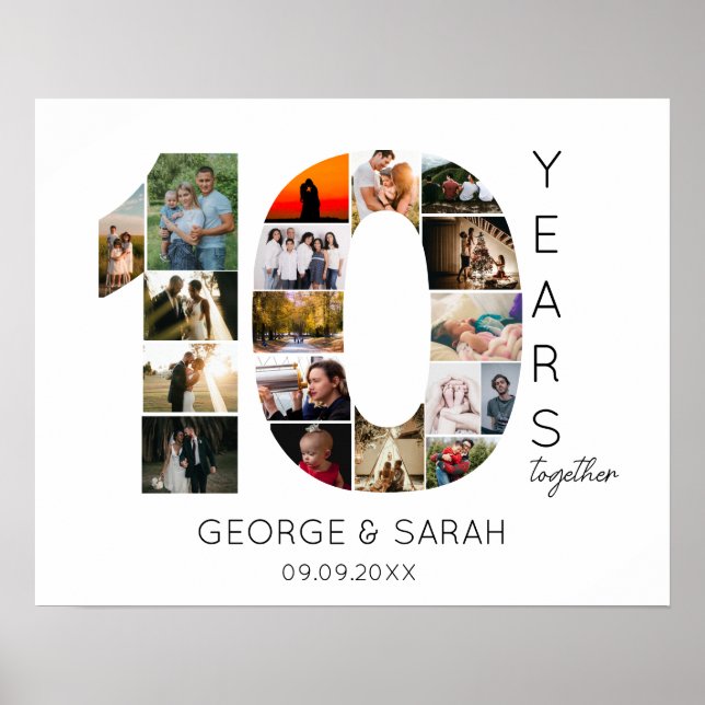 Poster 10 anos juntos aniversário de casamento 18 fotos (Frente)