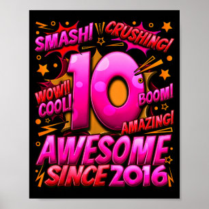 Poster 10 Anos Para Meninos 10º Aniversário Menino 10 Ano