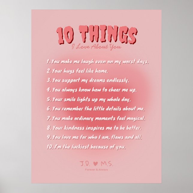 Poster 10 Coisas Que Eu Amo Sobre Você - Personalizadas (Frente)