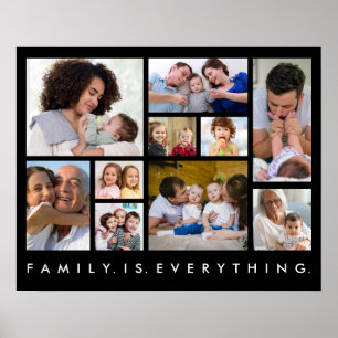 Poster 10 Colagem de Fotos Família é Tudo Citação Preto