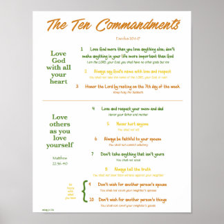 Pôster 10 Commandments for Kids--Earth Tones