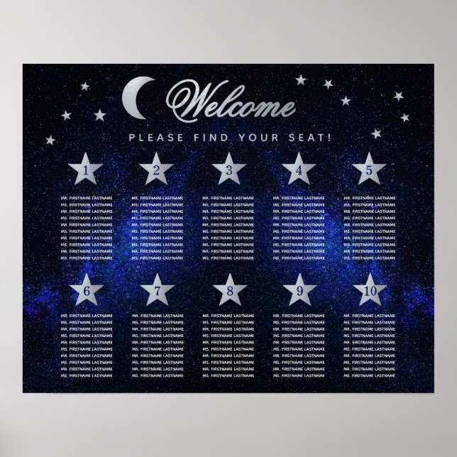 Poster 10 Estrelas da Mesa do Céu Gráfico de Assentos de  (Frente)