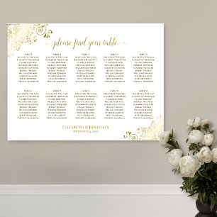 Poster 10 Gráfico de Casamento de Mesa Brancos e Dourado