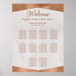 Poster 10 Mesa Gráfico de Casamento Faux Mármaco de Cobre