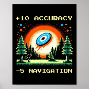Poster +10 Precisão –5 Navegação Pixel Disc Golf Gamer 
