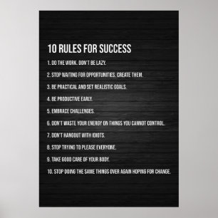 Poster 10 Regras Para O Sucesso - Motivação