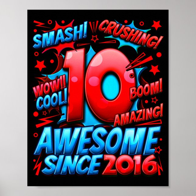 Poster 10 Year Old For Boys 10th Birthday Boy 10 Year Old (Frente)