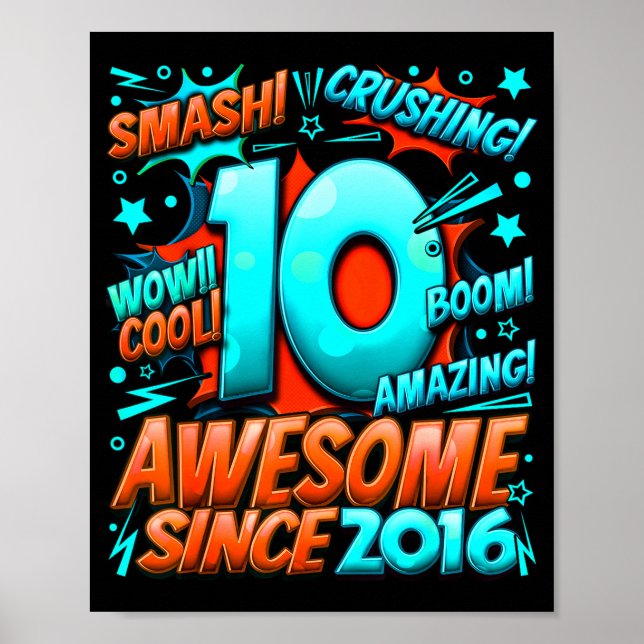 Poster 10 Year Old For Boys 10th Birthday Boy 10 Year Old (Frente)