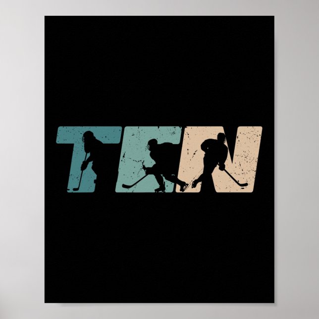 Poster 10th Birthday Retro Ice Hockey 10 Years Old Boy Gi (Frente)