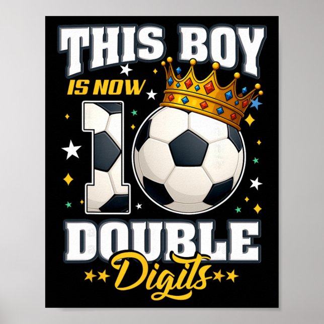Poster 10th Birthday Soccer This Boy Now 10 Double Digits (Frente)