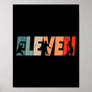 Poster 11 Aniversário Retro Badminton 11 Anos Garoto Gir