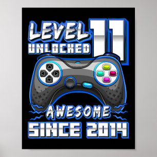 Poster 11 Birthday Boy Level 11 Gamer 11 Year Video Gam