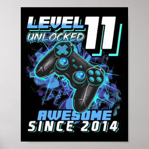 Poster 11 Birthday Boy Level 11 Gamer 11 Year Video Gam