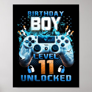 Poster 11 Birthday Boys Nível 11 Desbloqueados 11 Anos