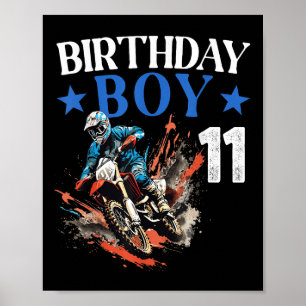 Poster 11 Birthday Dirt Bike Motocross 11 anos B-da