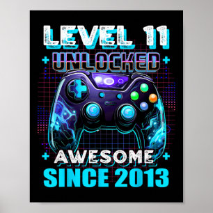 Poster 11 Birthday Gamer De 11 Anos Engraçado Garoto Ele