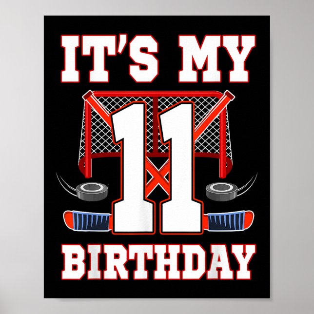 Poster 11 Birthday Ice Hockey Player 11 Anos (Frente)