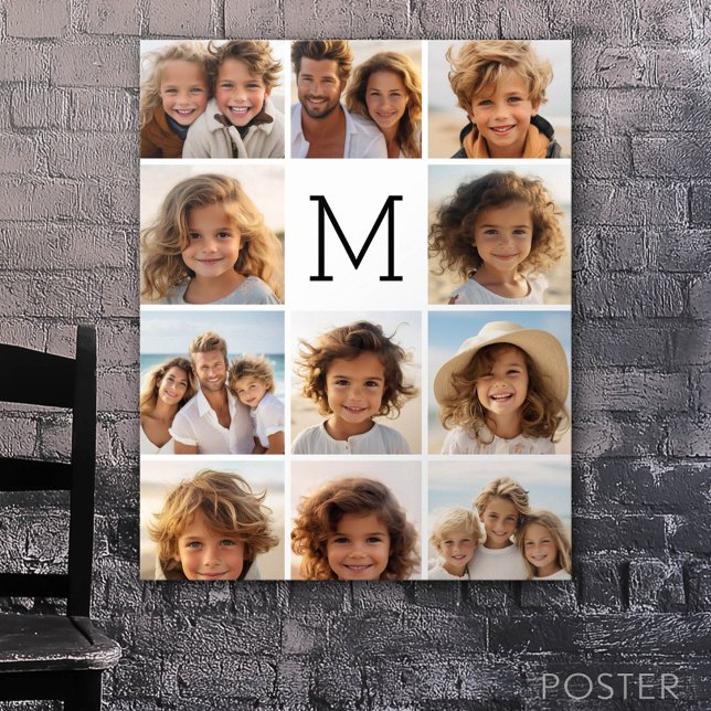 Poster 11 Colagem de Fotos - Grade Mínima com Texto (Custom Poster)