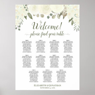 Poster 11 Gráfico de Casamento de Rosas Brancas de Marfim