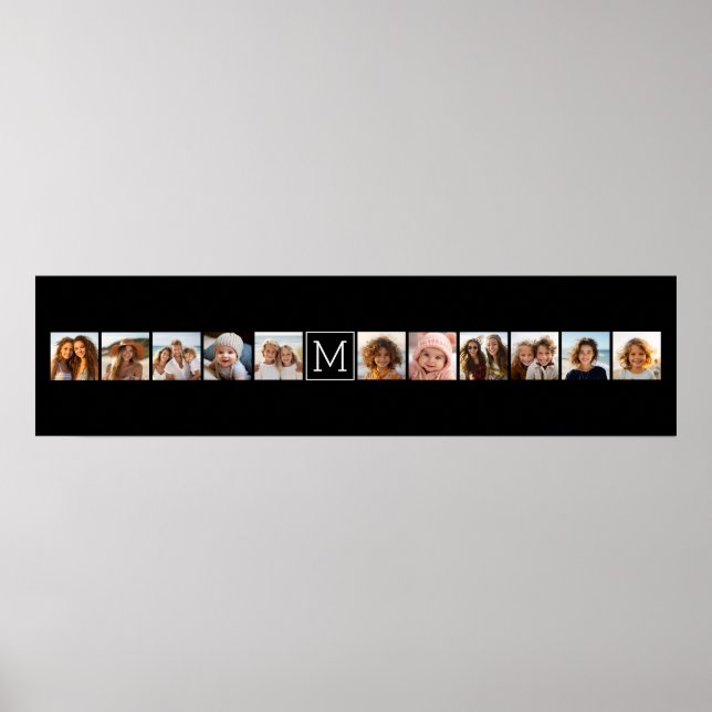 Poster 11 Monograma Personalizado de Colagem de Instagram (Frente)