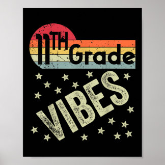 Poster 11th Grade Vibes Shirt Retro 80s Teacher Kids Back