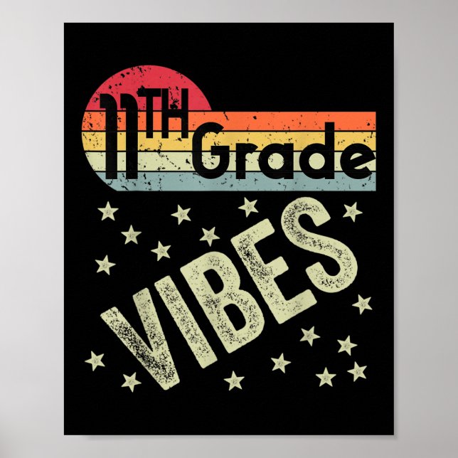 Poster 11th Grade Vibes Shirt Retro 80s Teacher Kids Back (Frente)