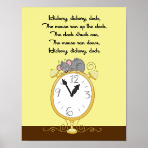 Pôster 11x14 Hickory Dickor Rhyme Kids Room Wall Art