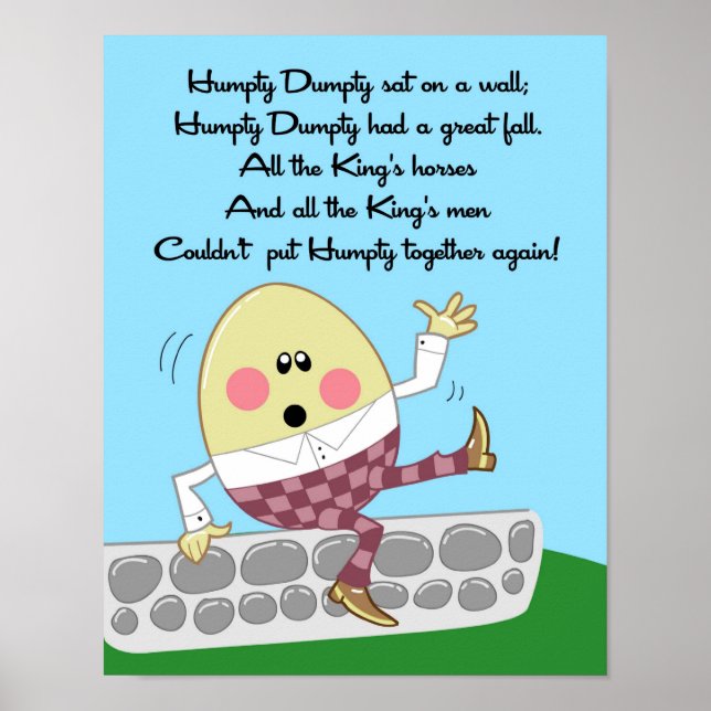Pôster 11x14 Humpty Dumpty Rhyme Kids Room Wall Art (Frente)