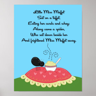 Pôster 11x14 Pequena Miss Muffet Rhyme Kids Room Wall Art