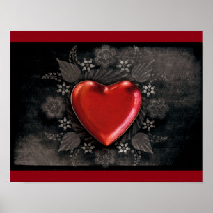 PÔSTER 1209 VERMELHO ESCURO, CORAÇÃO PRETA, AMOR EMO AM