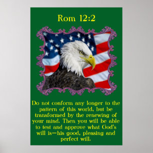 Pôster 12:2 da ROM com Eagle na frente de uma bandeira
