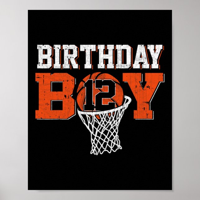 Poster 12 Birthday Boy Basball Lover 12 Anos Bd (Frente)