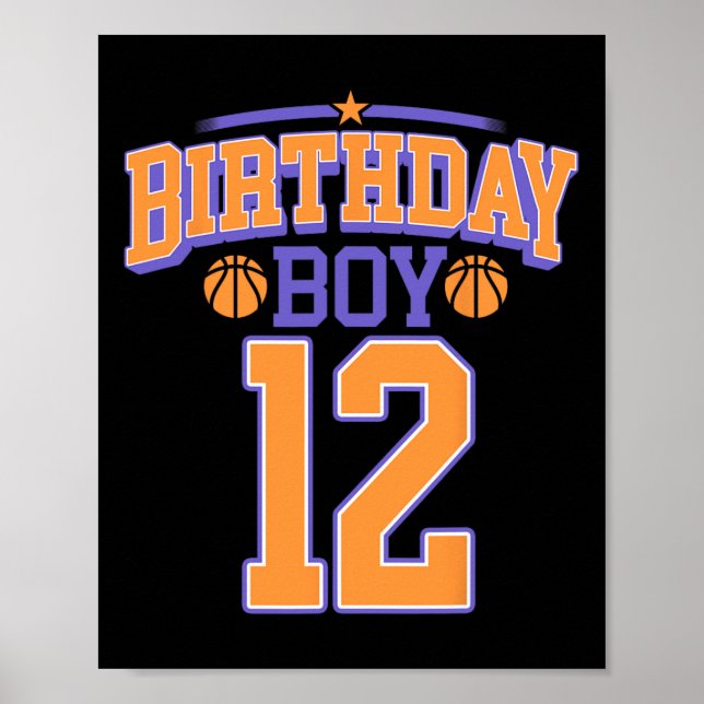 Poster 12 Birthday Boy Basball Lover 12 Anos Bd (Frente)
