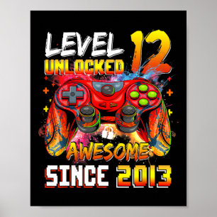 Poster 12 Birthday Boy Nível 12 Desbloqueado Incrível 201