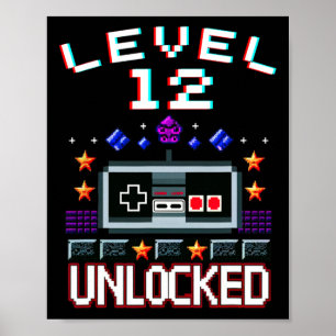 Poster 12 Birthday Boy Nível 12 Vídeo Engraçado Desbloque